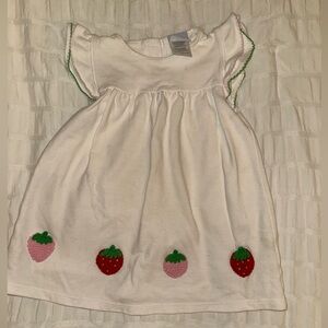 Bella Bliss White Dress with Pink Trim (Pink and Red Strawberry border)